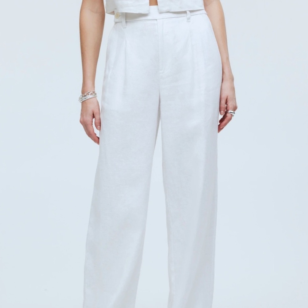 Madewell Petite harlow wide leg pant in 100% linen linen trouser linen pants